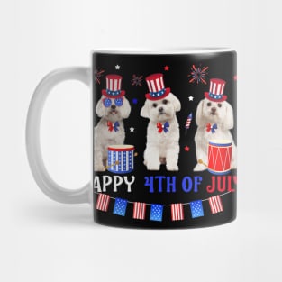 Three Maltese Happy 4th Of July American Flag Mug